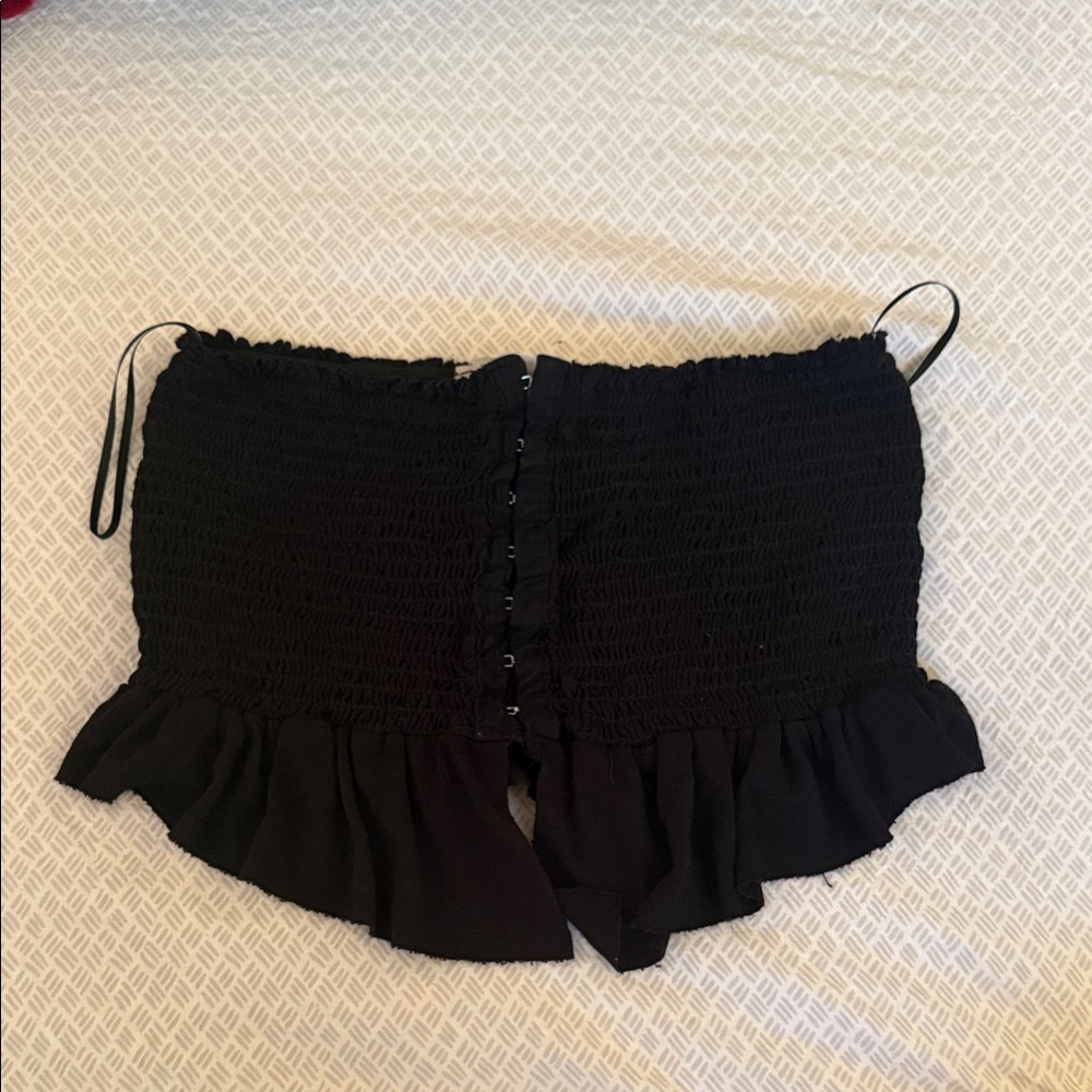 Black Ruffled Women's Tube Top